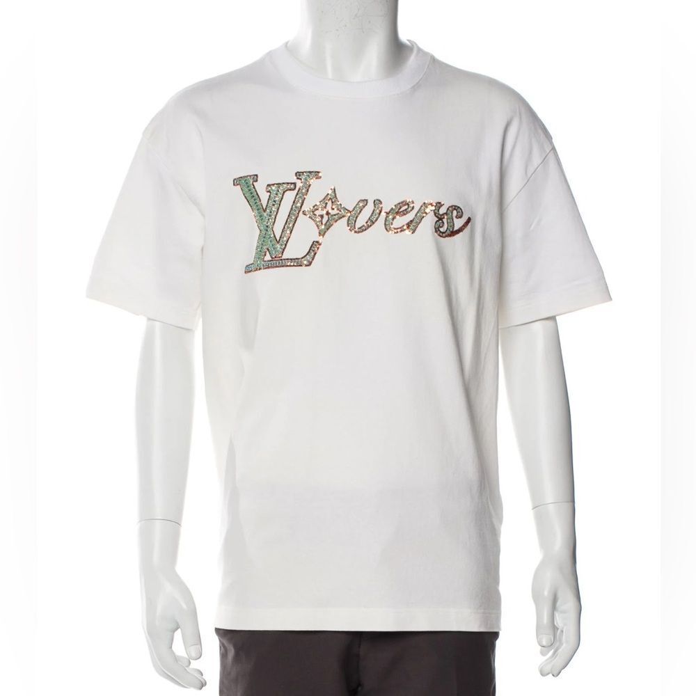 Louis Vuitton 2024 ‘Lovers’ White Graphic Beaded T-Shirt Medium
